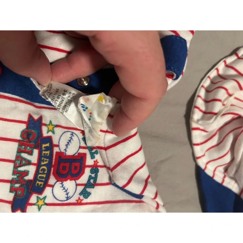 Vintage Buildwise Baby Baseball Uniform Set 3-6 Months Pinstripe 4pc Outfit Hat